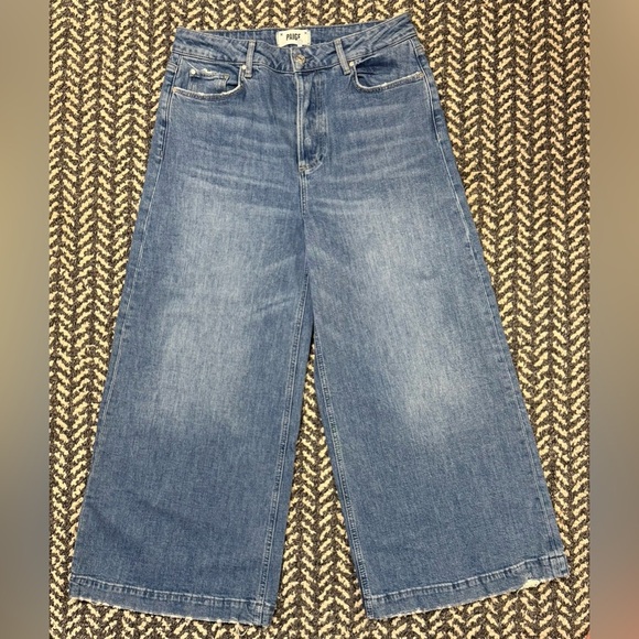 PAIGE Frankie Covered Button Fly Wide Leg Jean in Medium Wash Size 30 - Picture 3 of 8